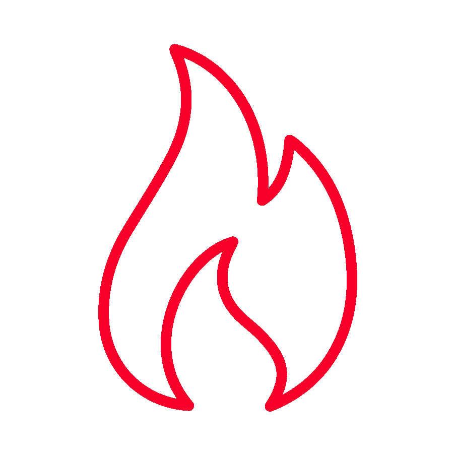 icon representing a flame in red colour